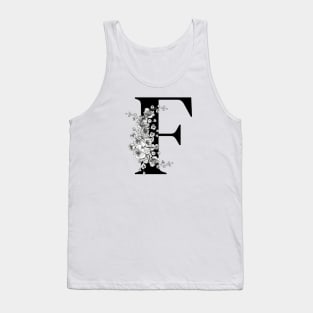 F alphabet Botanical cherry blossom sakura flowers Tank Top